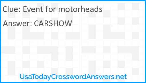 Event for motorheads Answer