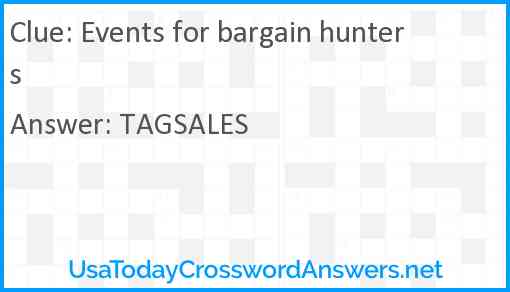 Events for bargain hunters Answer