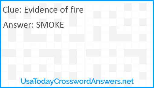 Evidence of fire Answer