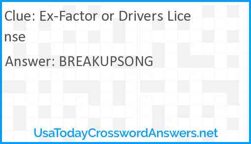 Ex-Factor or Drivers License Answer