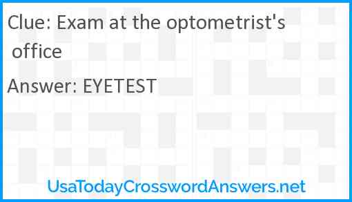 Exam at the optometrist's office Answer