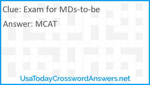 Exam for MDs-to-be Answer