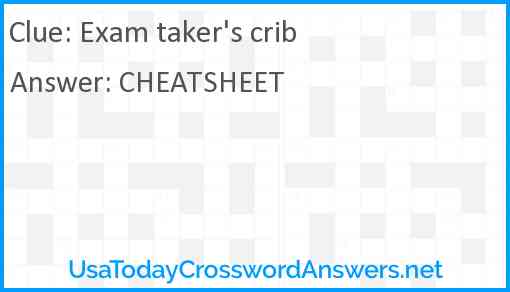 Exam taker's crib Answer