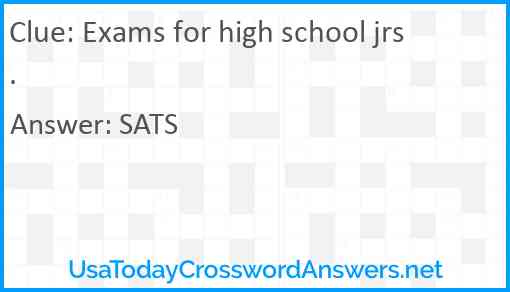 Exams for high school jrs. Answer