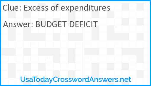 Excess of expenditures Answer