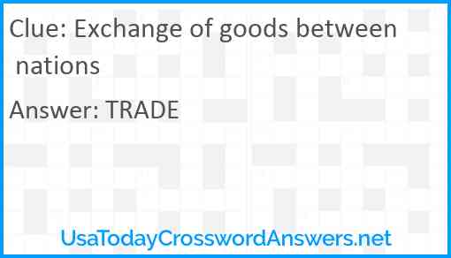Exchange of goods between nations Answer