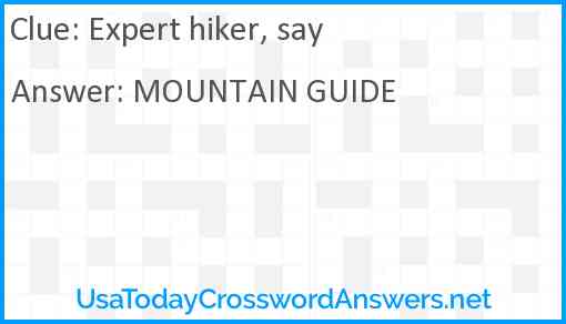 Expert hiker, say Answer