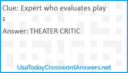 Expert who evaluates plays Answer