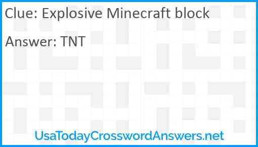 Explosive Minecraft block Answer