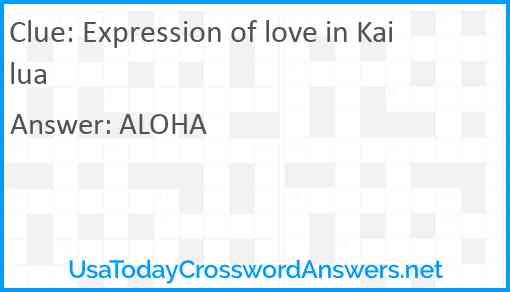 Expression of love in Kailua Answer