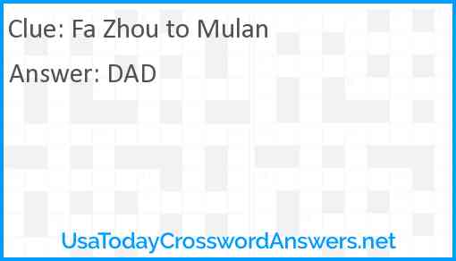 Fa Zhou to Mulan Answer
