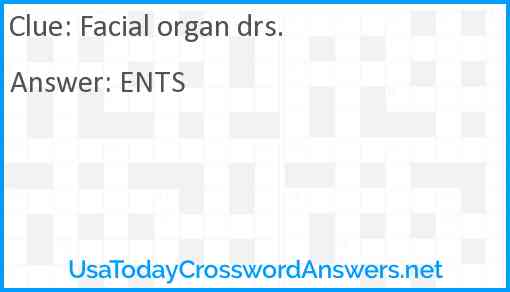 Facial organ drs. Answer