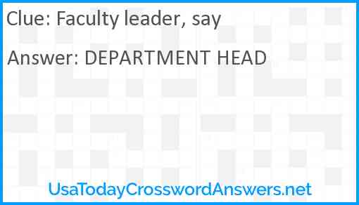 Faculty leader, say Answer