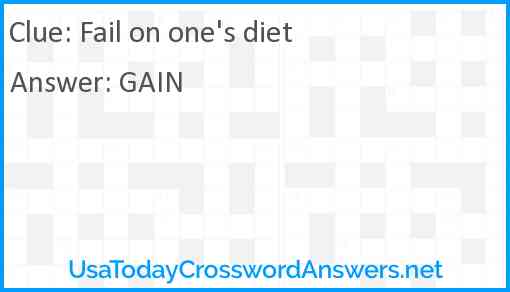 Fail on one's diet Answer
