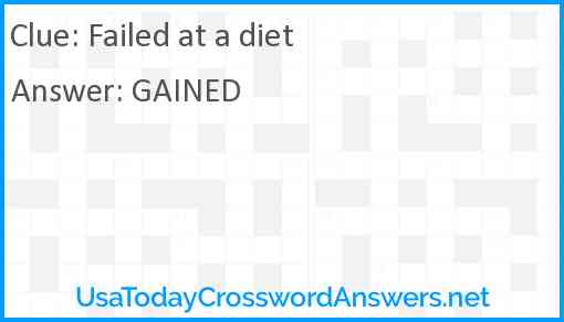 Failed at a diet Answer