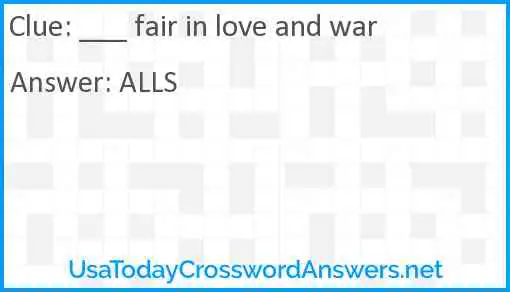 ___ fair in love and war Answer