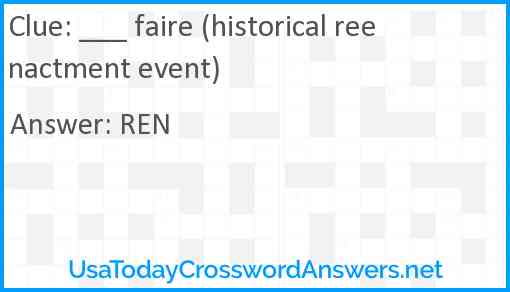 ___ faire (historical reenactment event) Answer