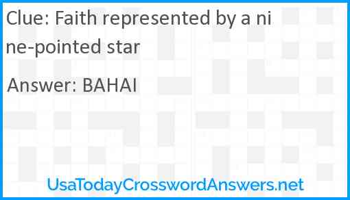 Faith represented by a nine-pointed star Answer