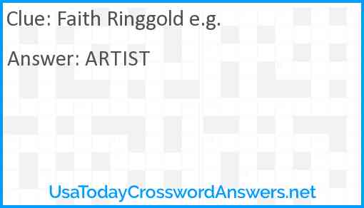 Faith Ringgold e.g. Answer