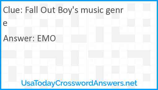Fall Out Boy's music genre Answer