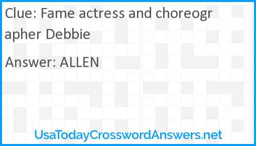 Fame actress and choreographer Debbie Answer