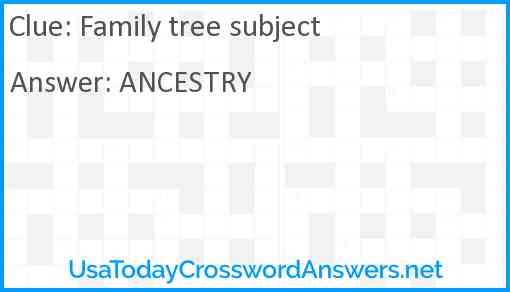 Family tree subject Answer