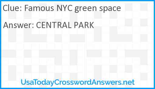 Famous NYC green space Answer