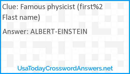 Famous physicist (first%2Flast name) Answer