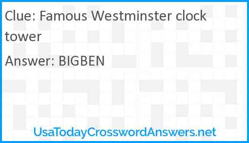 Famous Westminster clock tower Answer