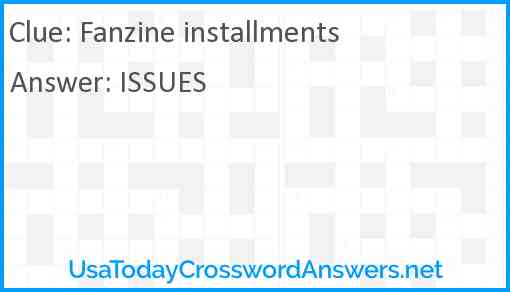 Fanzine installments Answer