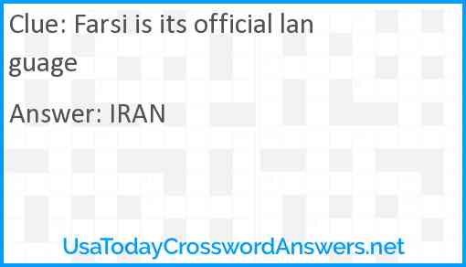Farsi is its official language Answer