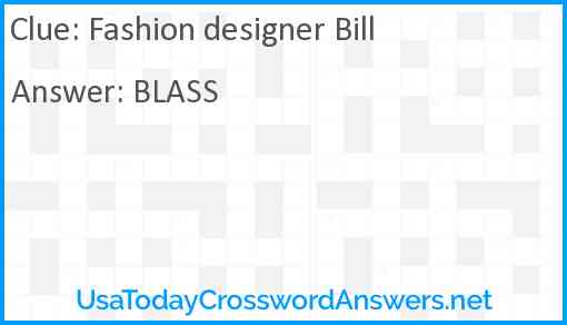 Fashion designer Bill Answer