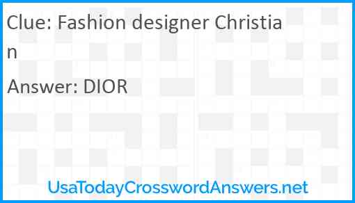 Fashion designer Christian Answer