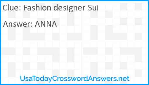 Fashion designer Sui Answer