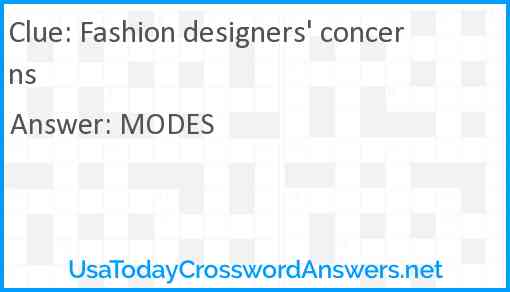 Fashion designers' concerns Answer