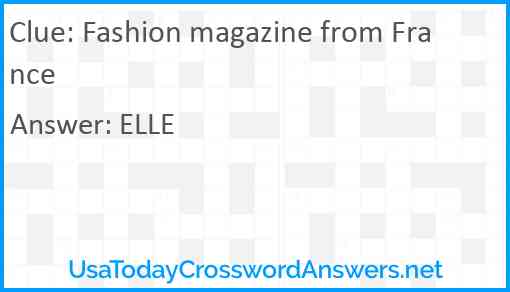 Fashion magazine from France Answer