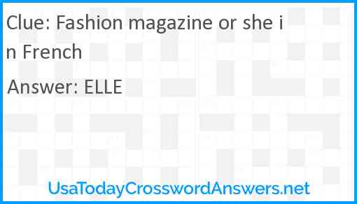 Fashion magazine or she in French Answer