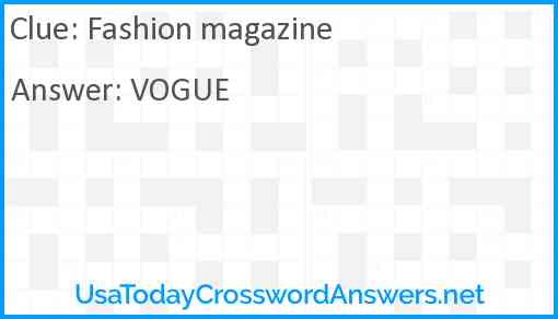 Fashion magazine Answer