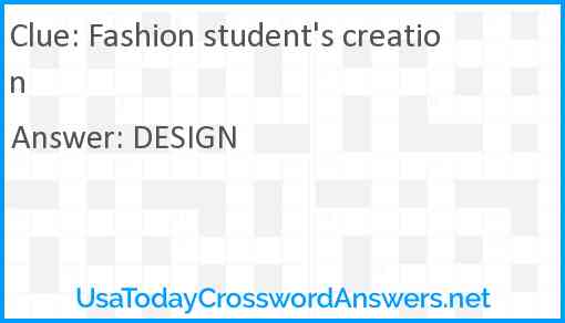Fashion student's creation Answer