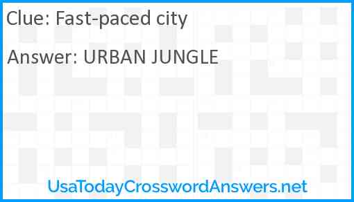Fast paced city crossword clue UsaTodayCrosswordAnswers net