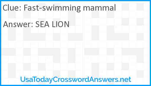Fast-swimming mammal Answer