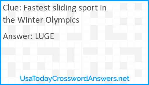 Fastest sliding sport in the Winter Olympics Answer