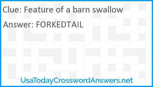 Feature of a barn swallow Answer