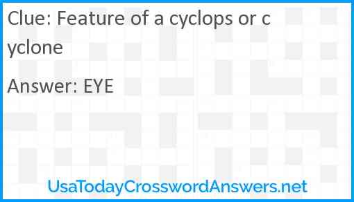 Feature of a cyclops or cyclone Answer
