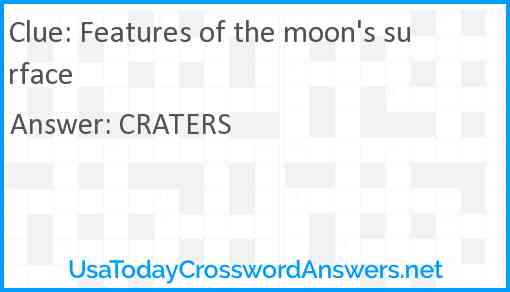 Features of the moon's surface Answer