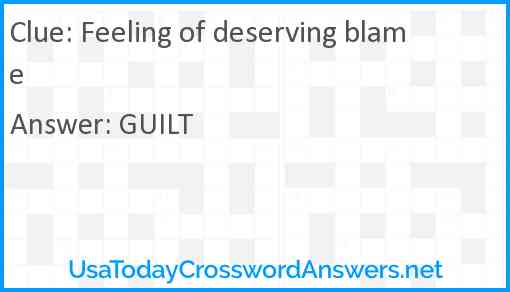 Feeling of deserving blame Answer