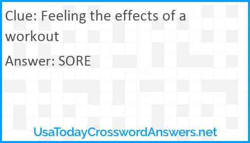 Feeling the effects of a workout Answer