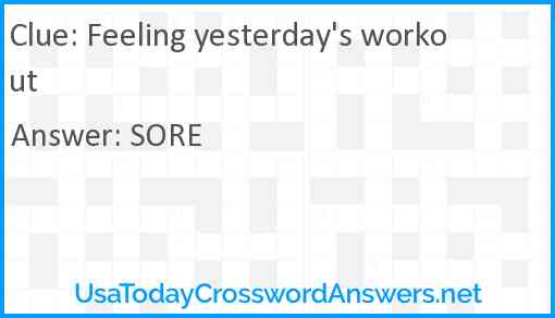 Feeling yesterday's workout Answer