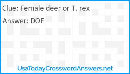 Female deer or T. rex Answer