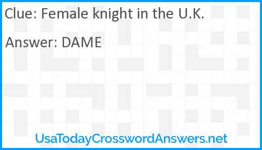 Female knight in the U.K. Answer